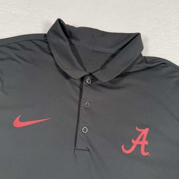 Nike Alabama Crimson Tide Polo Men XL Grey Dri-Fit Bama Active Performance Shirt - Picture 3 of 9